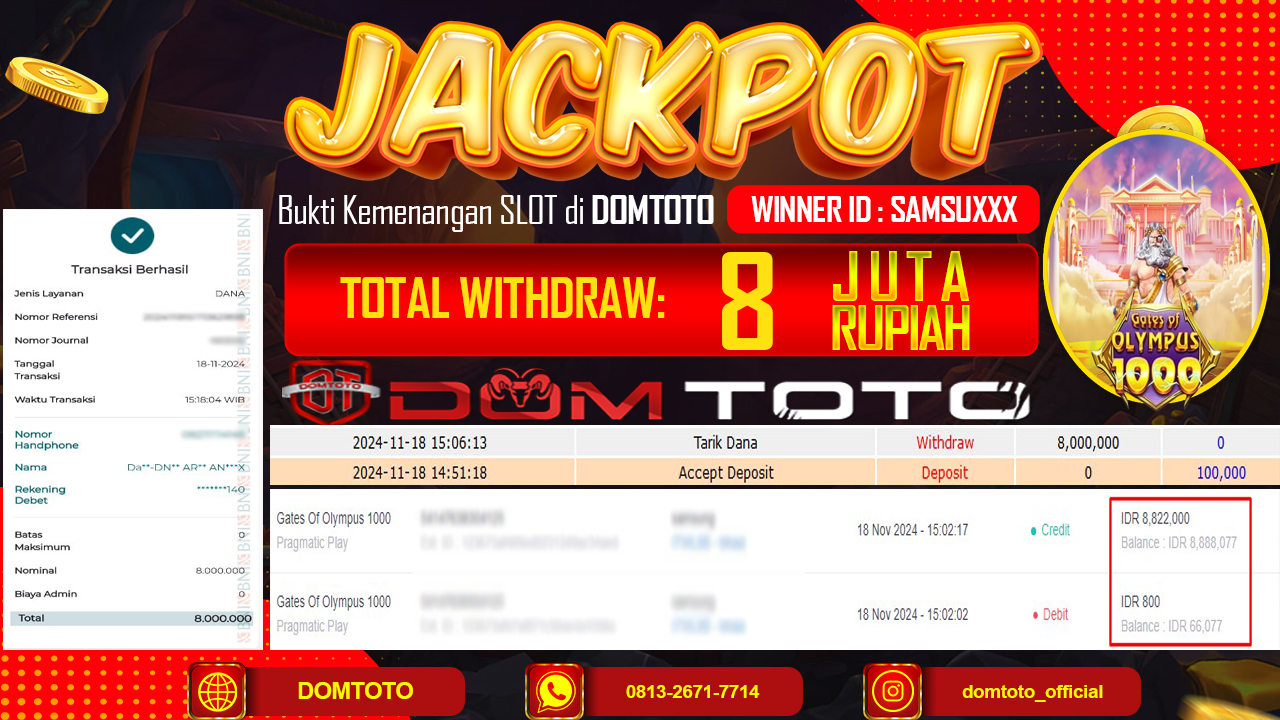 JACKPOT SLOT PRAGMATIC 1000 18 NOVEMBER 2024